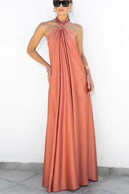 Elegant Halter Backless Gown | Multicolor | Evening Glamour | Satin - ZyraLux Kleding en accessoires