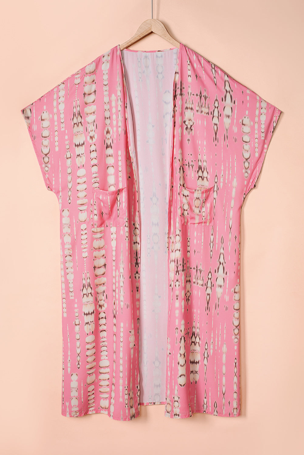 Roze Bohemian Tie Dye Oversize Lange Kimono