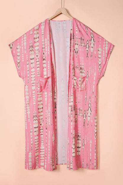 Roze Bohemian Tie Dye Oversize Lange Kimono