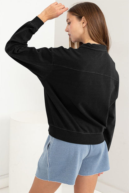 Gezellige chique sweatshirt met halve rits en hangende schouders van HYFVE