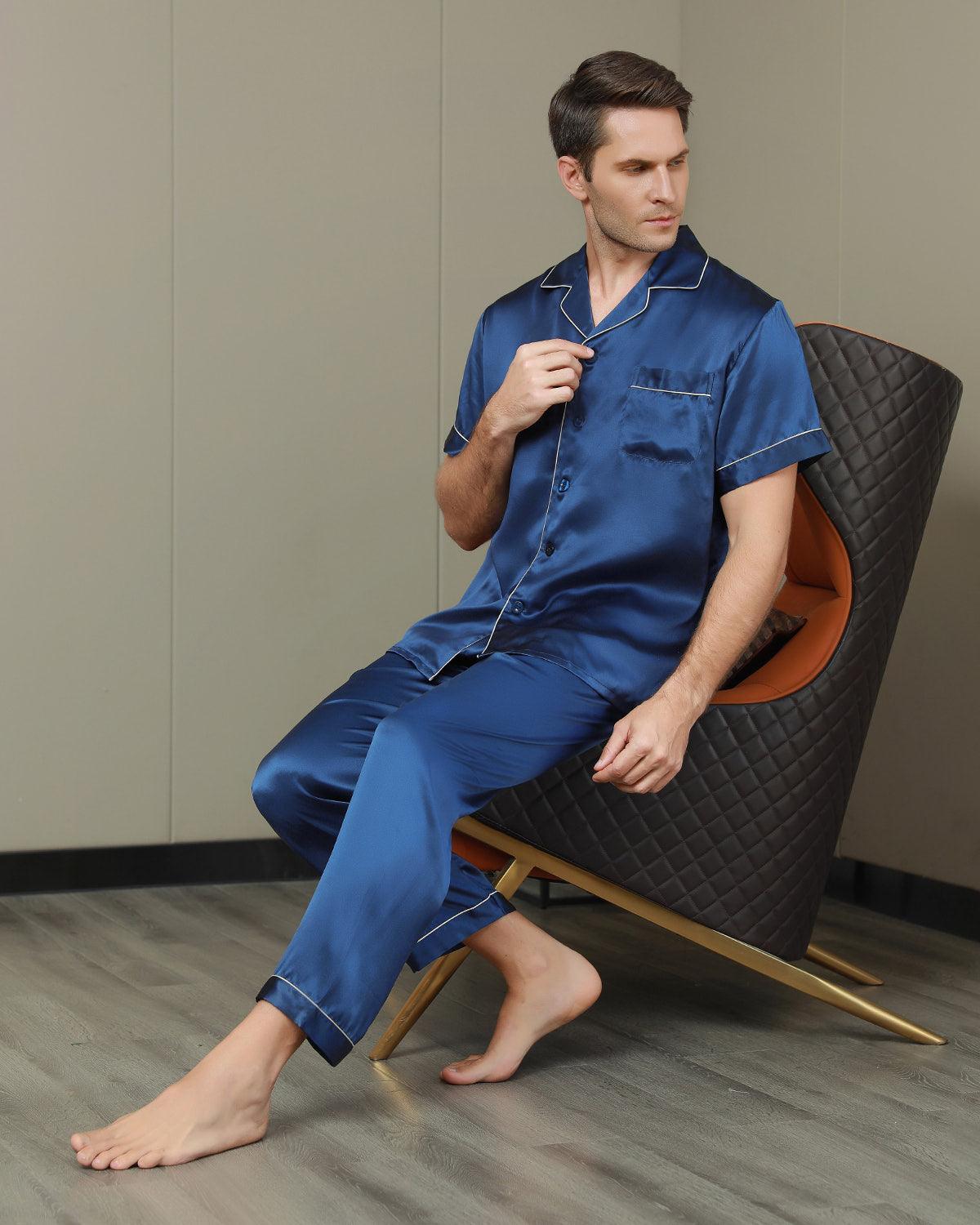 MAXIME - Silk Pajamas with Contrasting Trim - ZyraLux