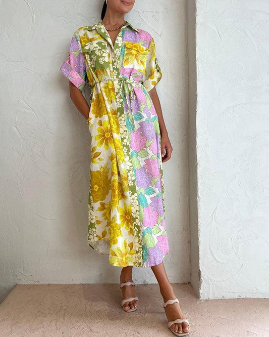 Blooming Radiance Dress | Yellow | Summer Soiree | Cotton Blend - ZyraLux Kleding en accessoires