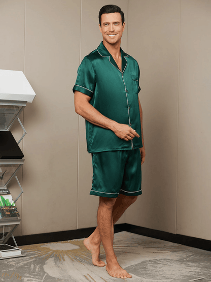 LÉO - Luxury Silk Short Pajamas for Men - ZyraLux