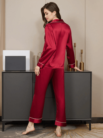 ELIN - Classic Pure Silk Pajama Set for Women - ZyraLux Pyjama