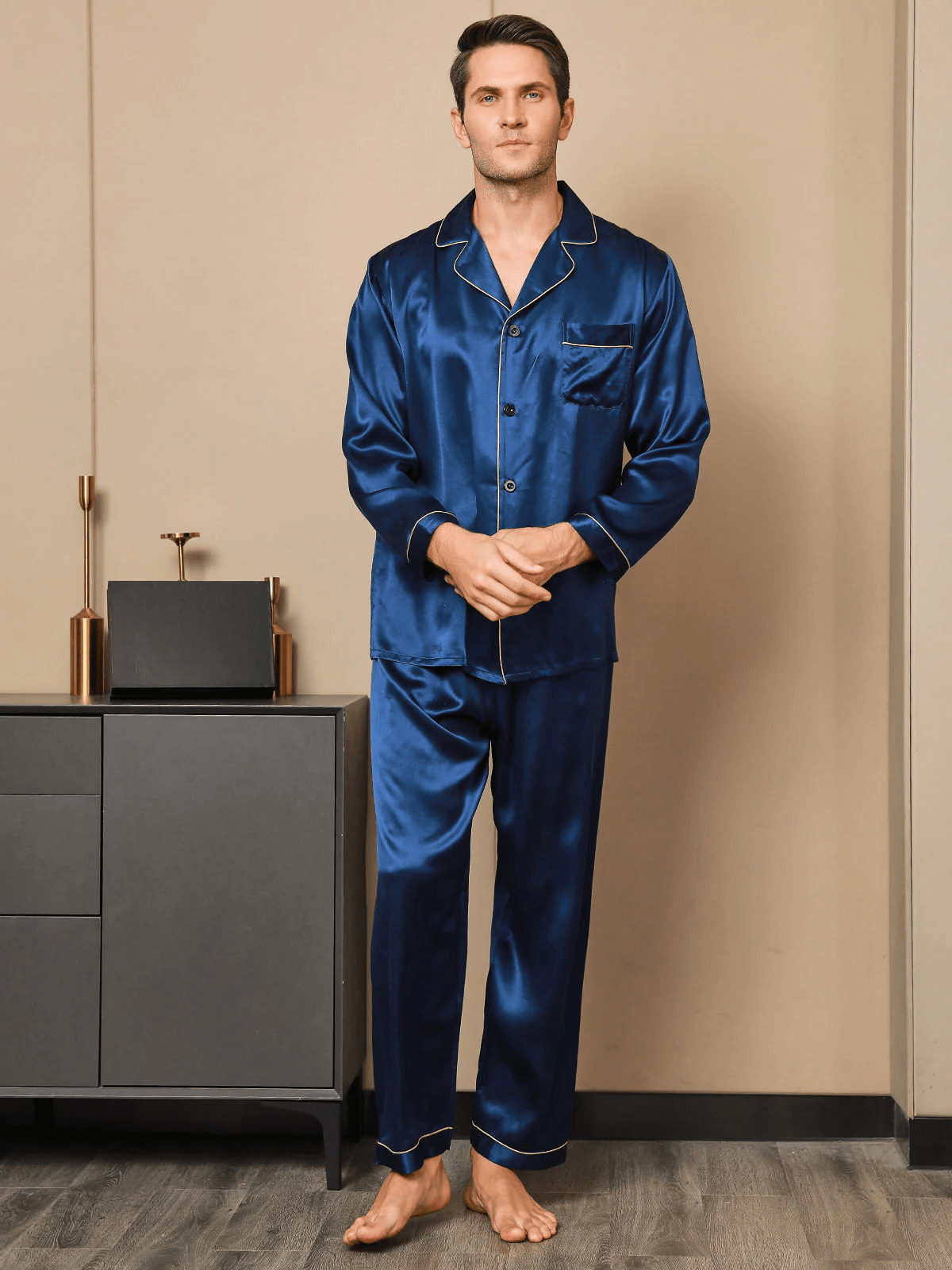 GABRIEL - Luxury Silk Pajama for Men - ZyraLux