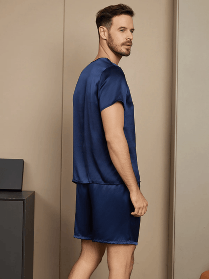 OLIVIER - Casual Short Sleeve Silk Pajama for Men - ZyraLux