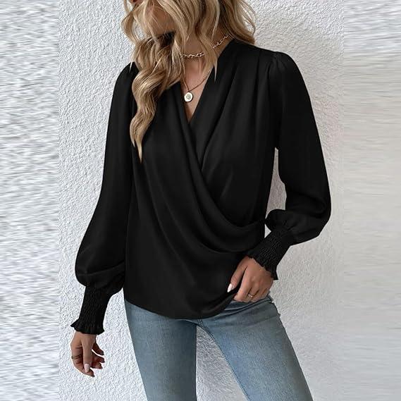 Farah - Cross Pleated Blouse - ZyraLux