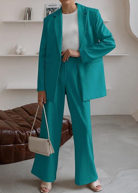 Sophisticated Working Woman Hunter Green Blazer & Pants Suit Set - ZyraLux