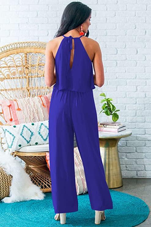 Chic Blue Sleeveless Summer Wide Leg Jumpsuit - ZyraLux Jumpsuit