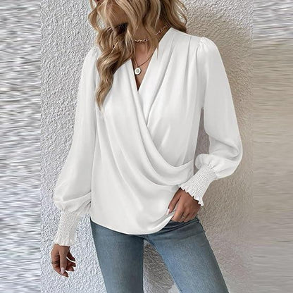 Farah - Cross Pleated Blouse - ZyraLux