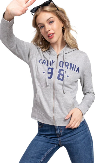 California Dreaming Zip-Up Hoodie met trekkoord en lange mouwen van ACTIVE BASIC