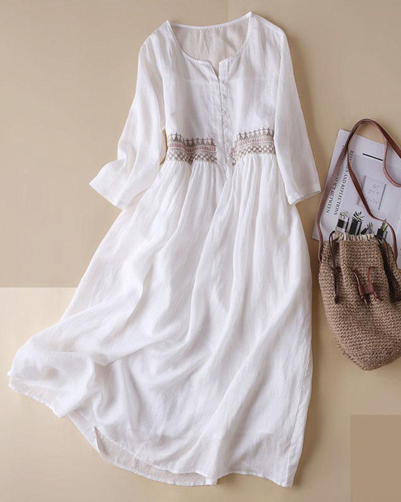 Bohemian Breeze Dress | Multicolor | Boho Casual | Cotton-Linen Blend - ZyraLux Kleding en accessoires