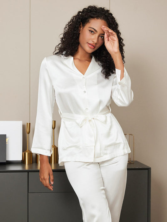 SABRINA - Belted Silk Pajama, Elegance and Comfort - ZyraLux Pyjama