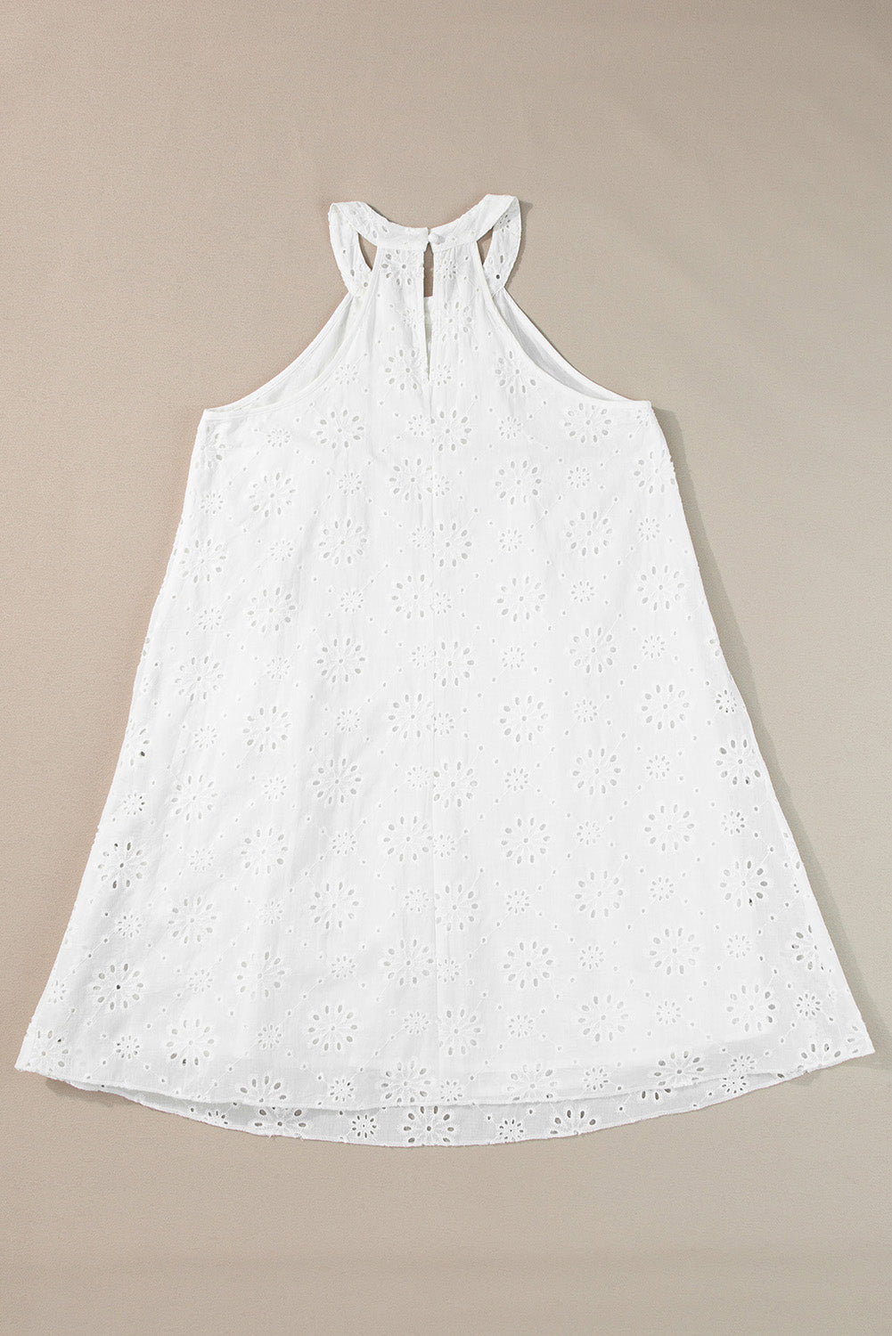 Chique witte Boho Halter Halterjurk met Oogjes en Mouwloos