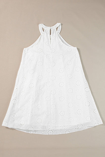 Chique witte Boho Halter Halterjurk met Oogjes en Mouwloos