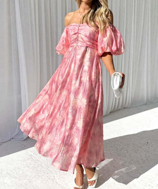 Romantic Off-Shoulder Floral Dress | Multicolor | Elegant Soirée | Organza - ZyraLux Kleding en accessoires