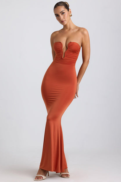 Radiant Glamour Gown | Orange | Evening Wear | Polyester - ZyraLux Kleding en accessoires