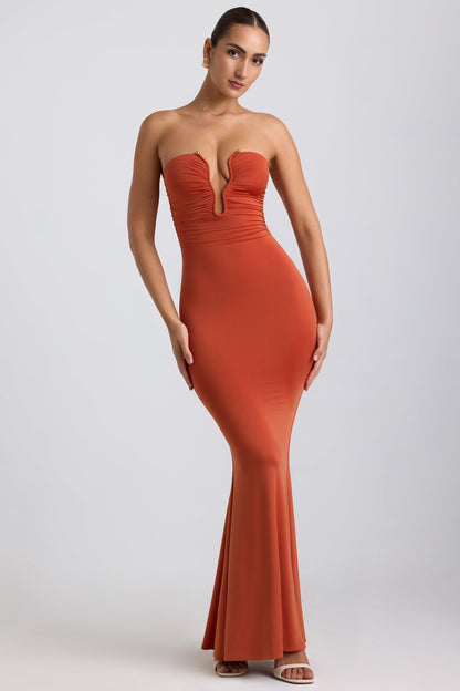 Radiant Glamour Gown | Orange | Evening Wear | Polyester - ZyraLux Kleding en accessoires