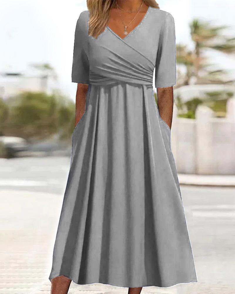 Sharon - Trendy V-Neck Dress - ZyraLux Dresses