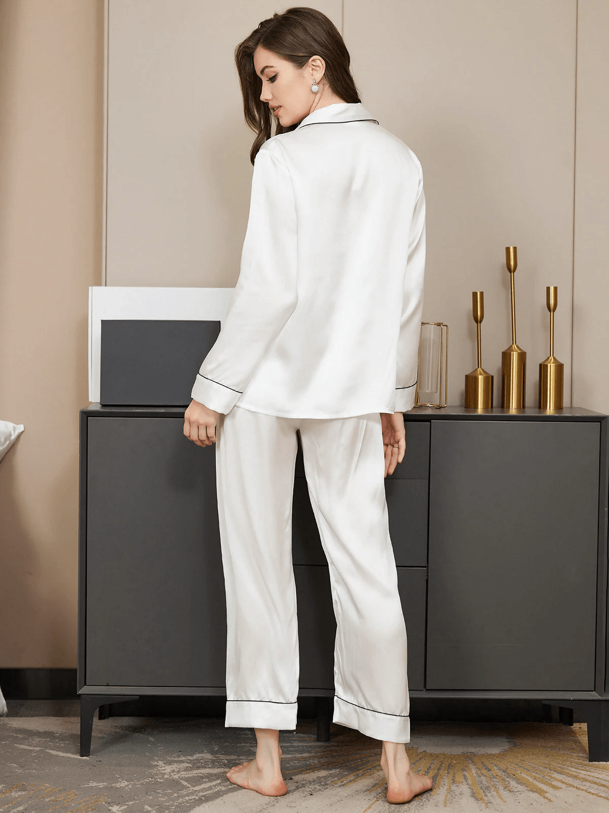 ELIN - Classic Pure Silk Pajama Set for Women - ZyraLux Pyjama