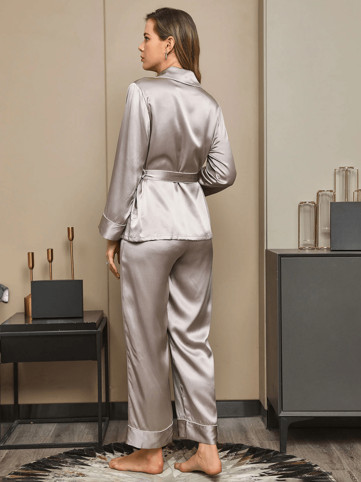 LIEVE - Pure Silk Pyjama Set with Belt - ZyraLux Pyjama