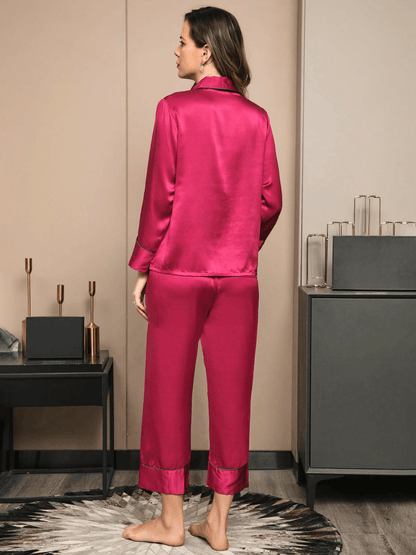 MAËLLE - Pure Silk Pajama with Classic Trim - ZyraLux Pyjama