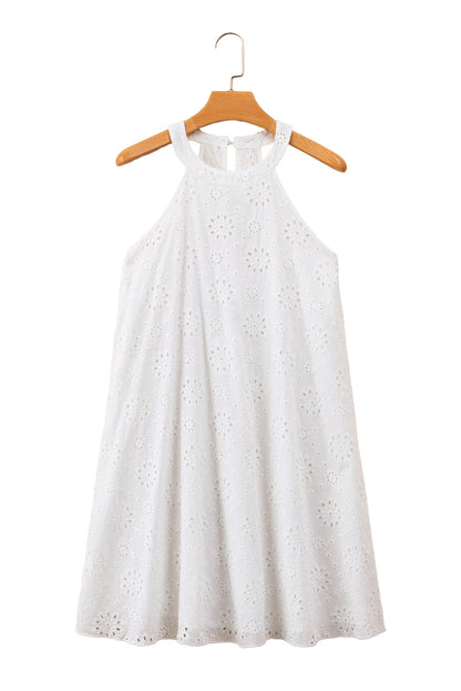 Chique witte Boho Halter Halterjurk met Oogjes en Mouwloos