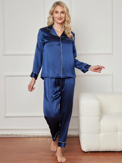 LILIANE - Long Silk Pajama Set - ZyraLux Pyjama