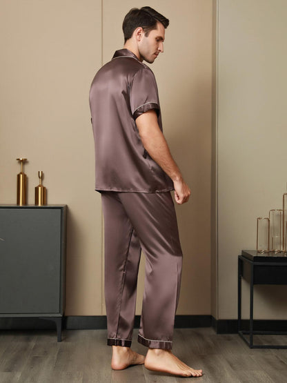 MAXIME - Silk Pajamas with Contrasting Trim - ZyraLux