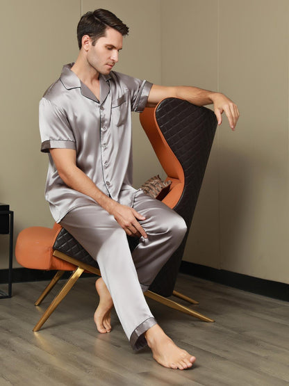 MAXIME - Silk Pajamas with Contrasting Trim - ZyraLux