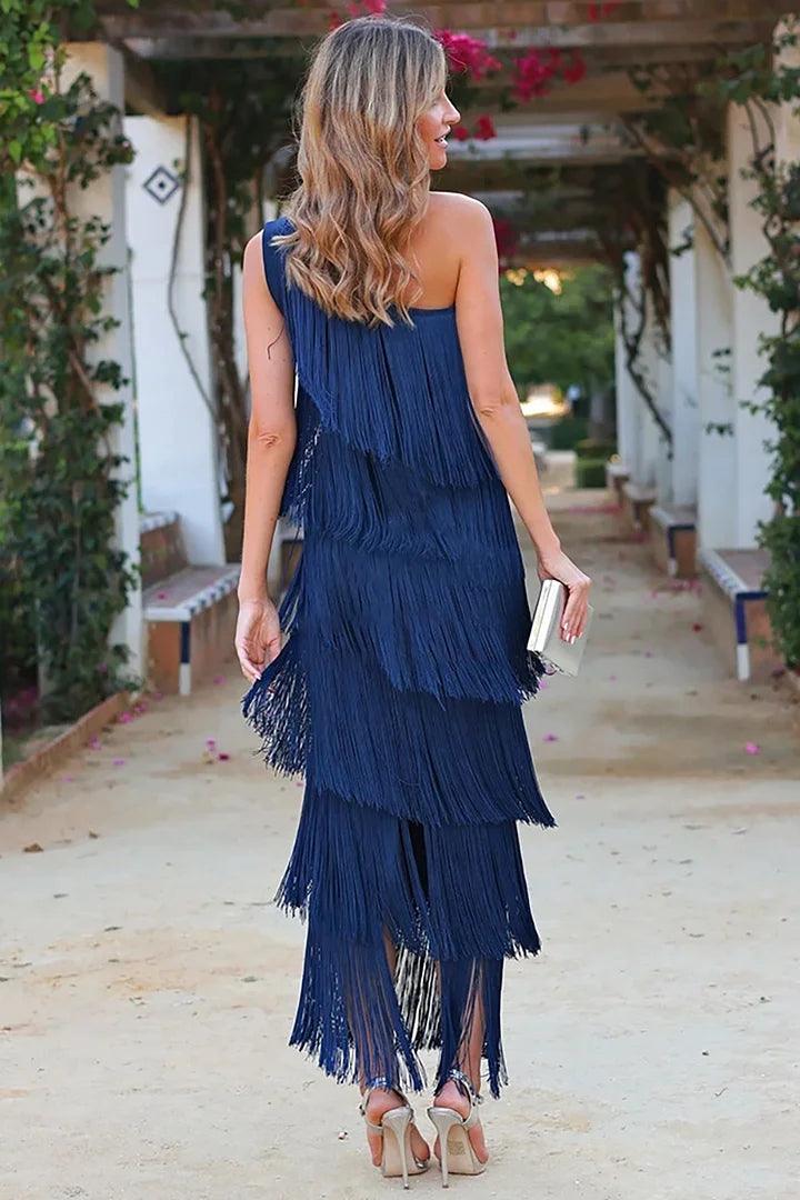 Hannah | Elegant Fringe Dress - ZyraLux Dresses