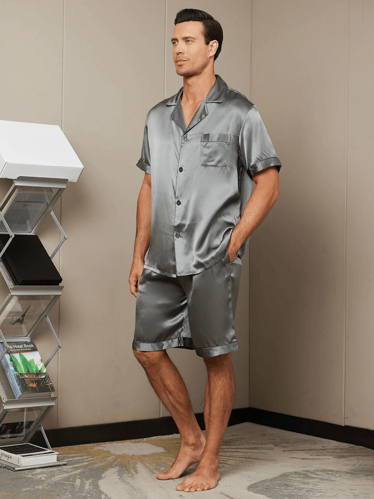 LÉO - Luxury Silk Short Pajamas for Men - ZyraLux