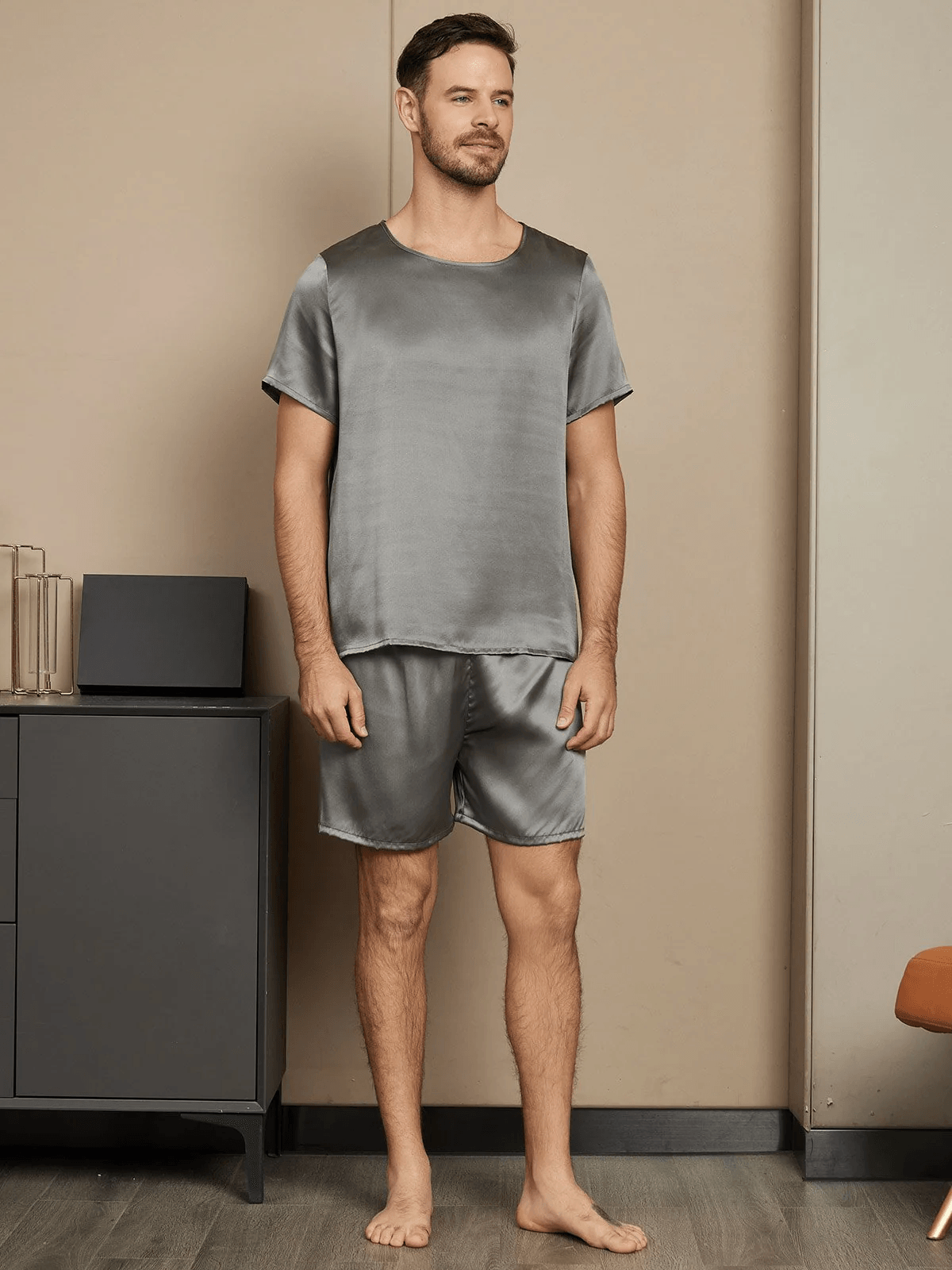 OLIVIER - Casual Short Sleeve Silk Pajama for Men - ZyraLux