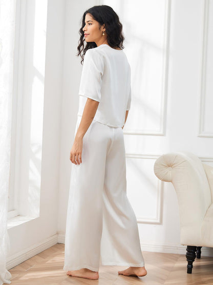 SANNE - Relaxed Pure Silk Pajama Set - ZyraLux Pyjama