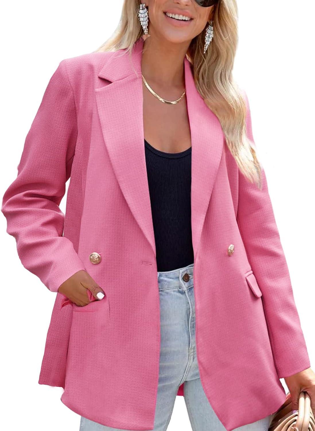 Mauve Pink Modern Style Long Sleeve Blazer - ZyraLux