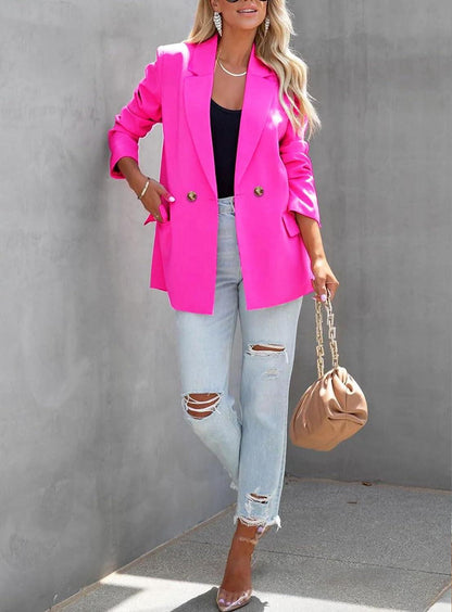 Mauve Pink Modern Style Long Sleeve Blazer - ZyraLux