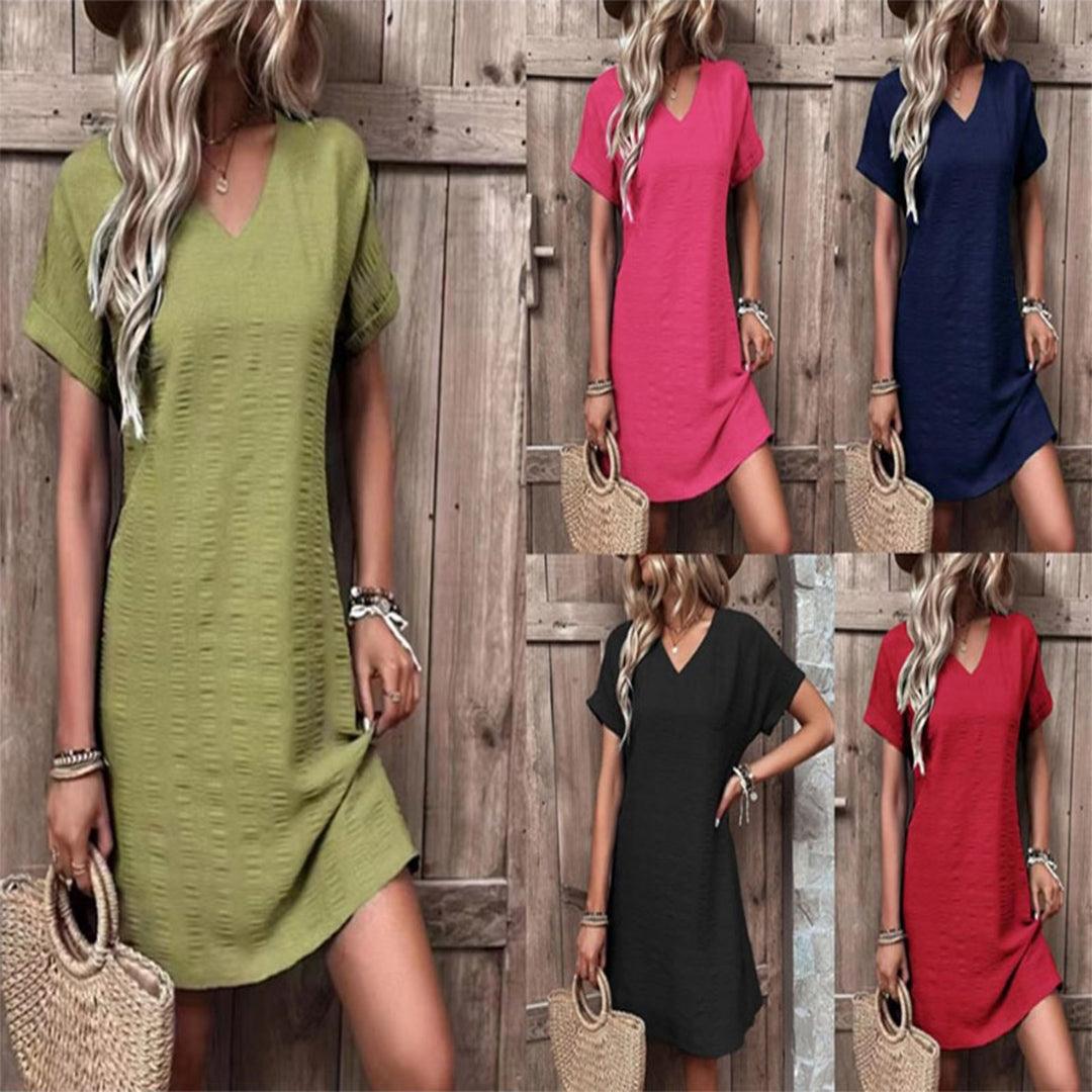 Relaxed Fit V-Neck Dress | Effortless Style | All-Day Comfort - ZyraLux Kleding en accessoires