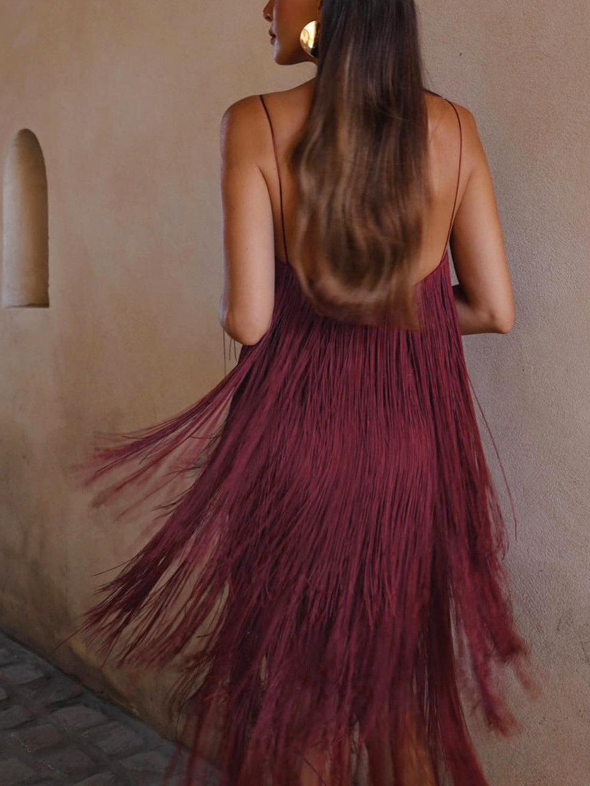 Fringe Cocktail Dress | Multicolor | Evening | Polyester - ZyraLux Kleding en accessoires