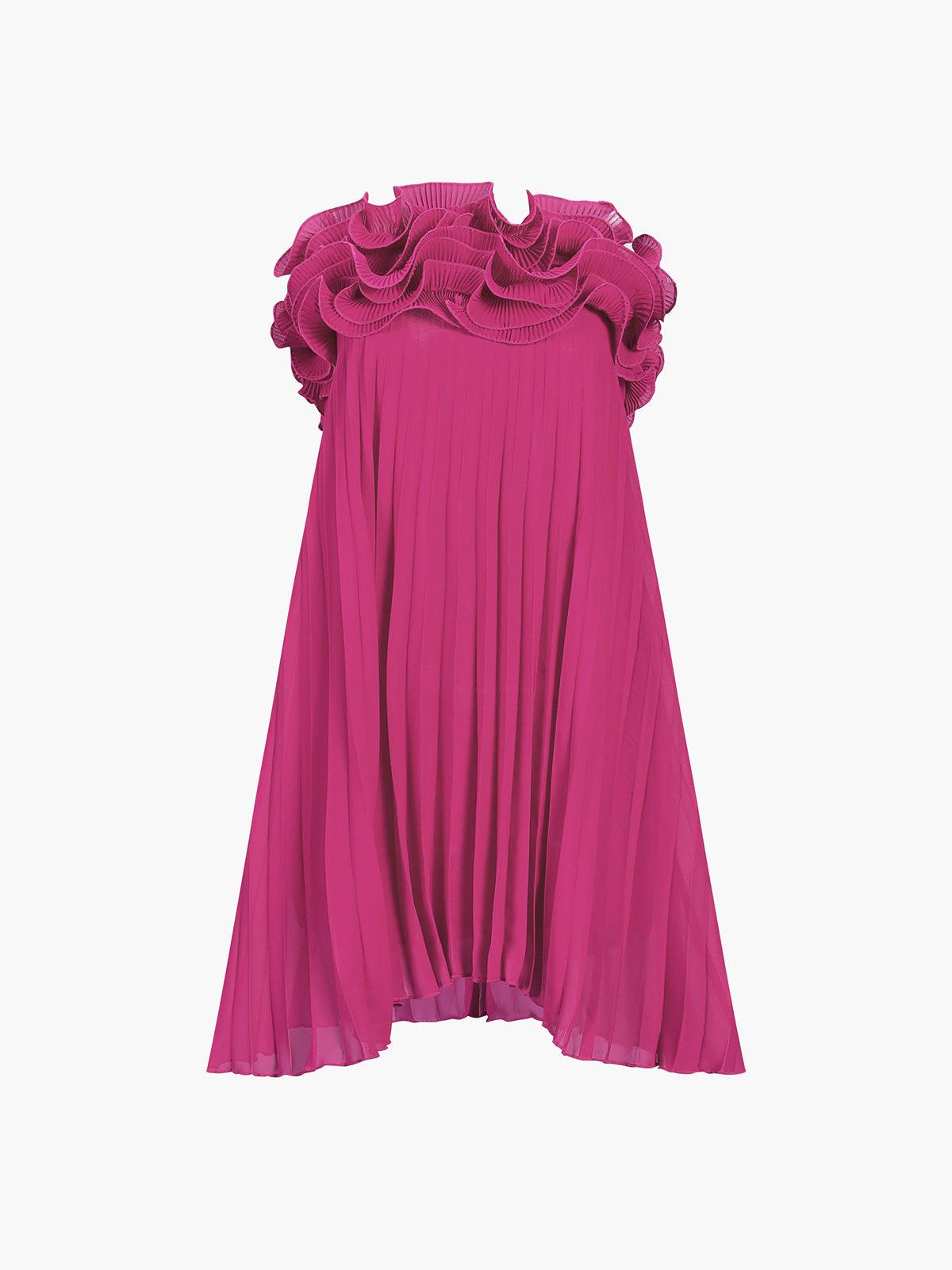 Ruffled Off-Shoulder Chiffon Dress | Multicolor | Evening | Chiffon - ZyraLux Kleding en accessoires