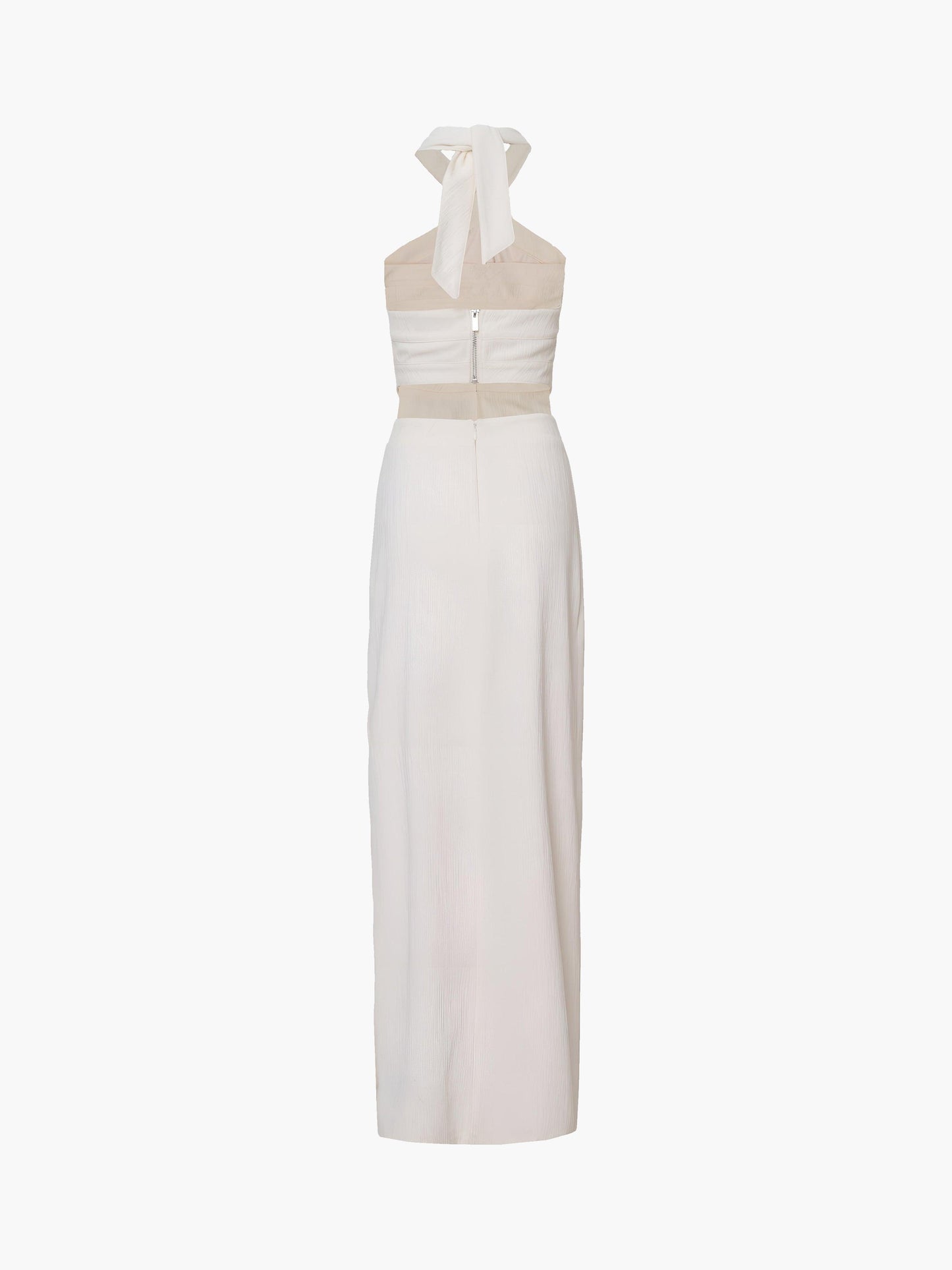 Halter-Neck Cutout Maxi Dress | White | Evening | Silk Blend - ZyraLux Kleding en accessoires