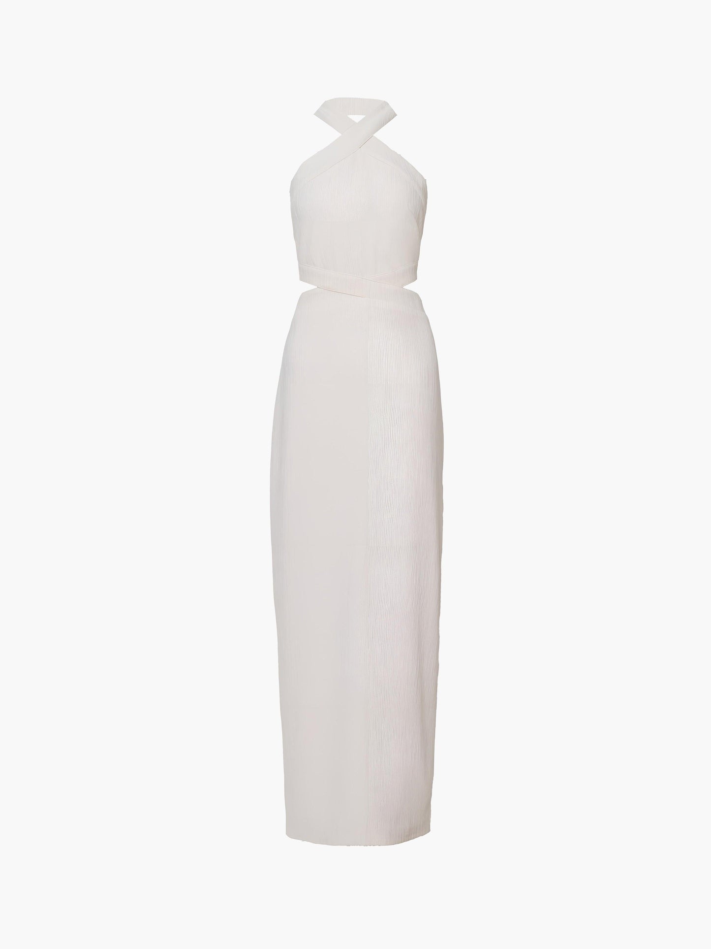 Halter-Neck Cutout Maxi Dress | White | Evening | Silk Blend - ZyraLux Kleding en accessoires