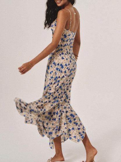 Floral Slip Maxi Dress | Blue | Summer Romance | Rayon - ZyraLux Kleding en accessoires