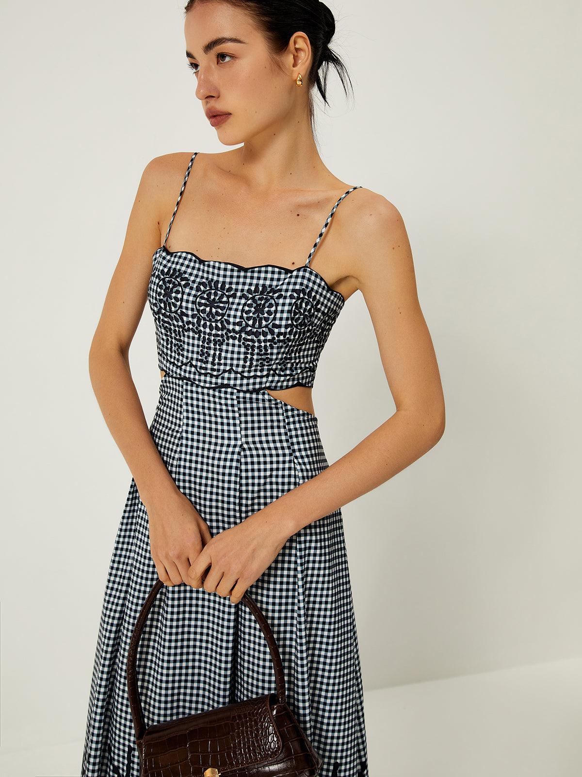 Gingham Cutout Maxi Dress | Multicolor | Summer | Cotton-Blend - ZyraLux Kleding en accessoires