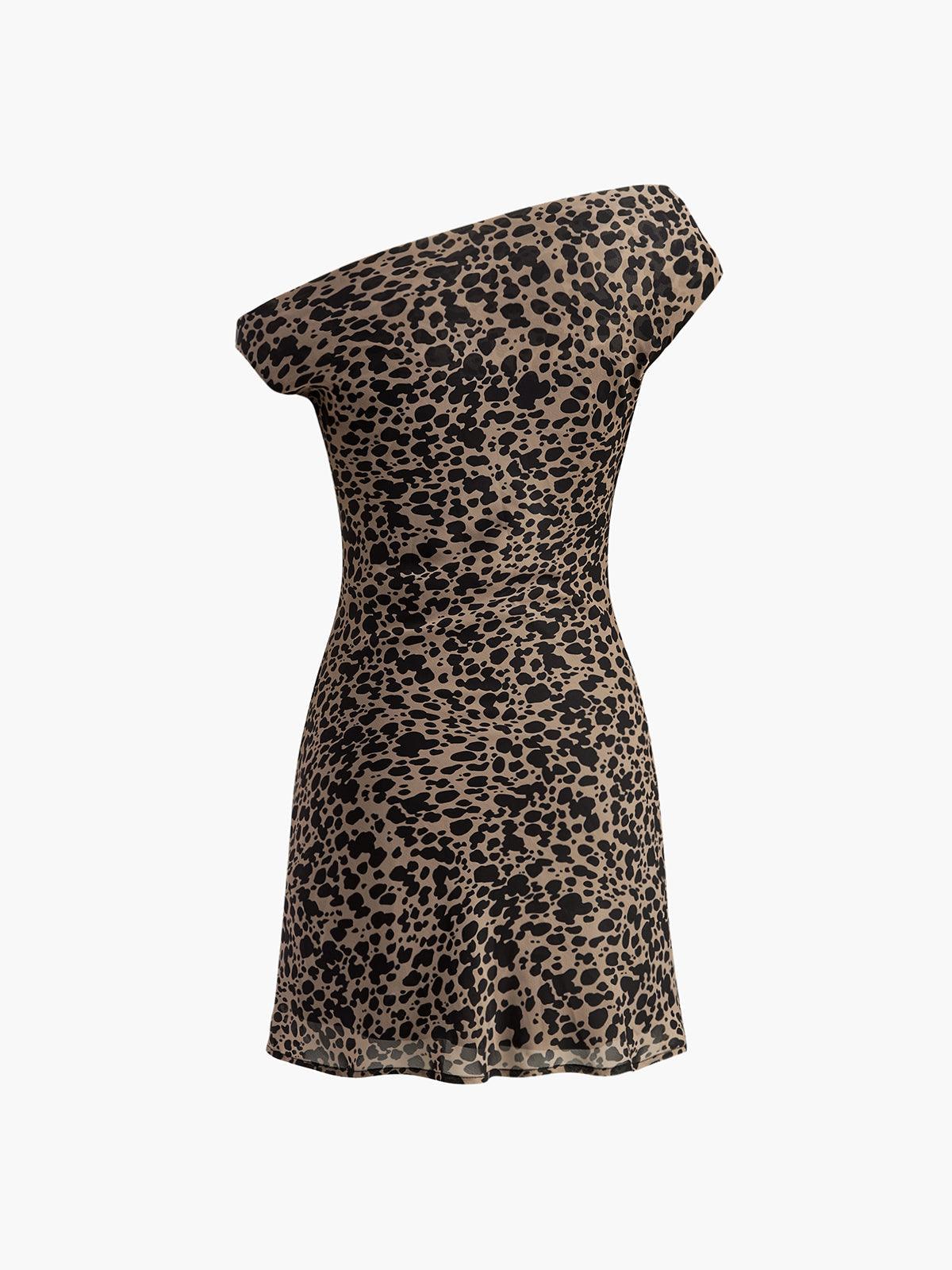 Asymmetrical Leopard Print Mini Dress | Leopard Print | Evening | Polyester Blend - ZyraLux Kleding en accessoires