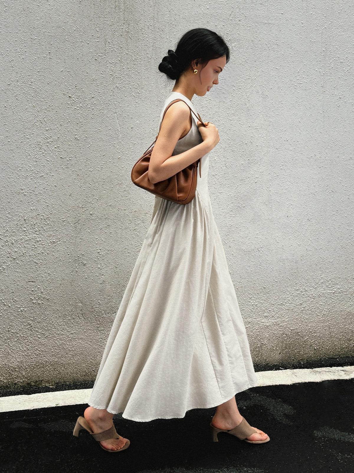 Keyhole A-Line Maxi Dress | Multicolor | Day-to-Night Elegance | Linen Blend - ZyraLux Kleding en accessoires