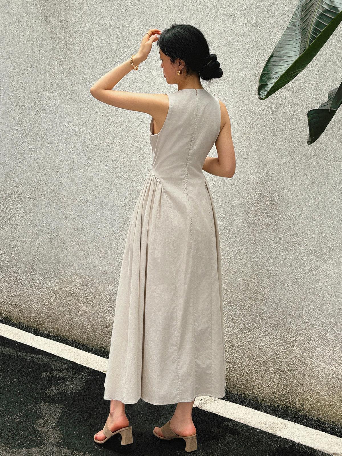 Keyhole A-Line Maxi Dress | Multicolor | Day-to-Night Elegance | Linen Blend - ZyraLux Kleding en accessoires