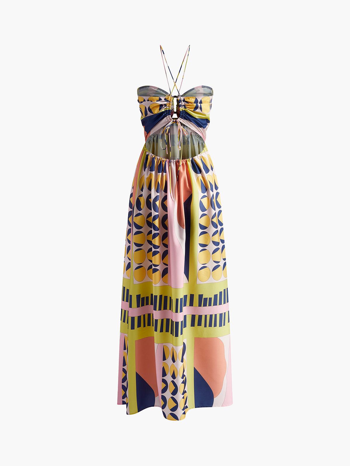 Retro Glam Maxi Dress | Multicolor | Beach | Silk Blend - ZyraLux Kleding en accessoires