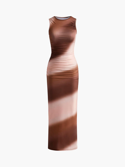 Sculpted Elegance Bodycon Dress | Brown | Evening | Satin Blend - ZyraLux Kleding en accessoires