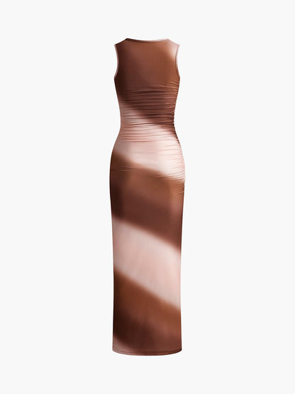 Sculpted Elegance Bodycon Dress | Brown | Evening | Satin Blend - ZyraLux Kleding en accessoires