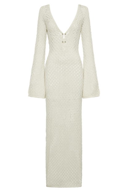 Nora | Refined White Dress - ZyraLux Knitwear